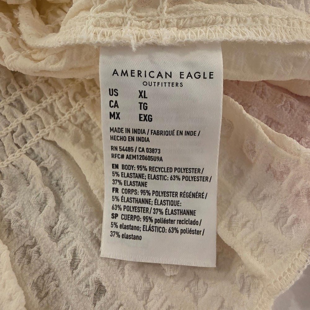 American Eagle Smocked Tie Front‎ Vest Cream Ruffle Trim Boho XL New With Tags - Picture 2 of 13